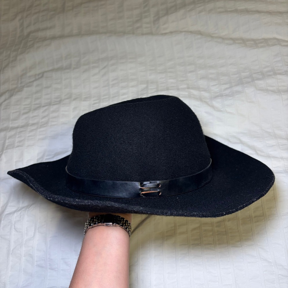 Phase 3 Fedora Women One Size Black Wide Brim Wool Felt Boho Western Hat
